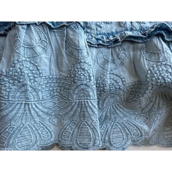 Soft Surroundings Porfiria Embellished Chambray Blue Maxi Skirt Size XS XSMALL - Picture 9 of 11